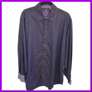 Robert Graham Navy & Black Mens Sz. 2XL Flip Cuff Long Sleeve Casual Shirt EUC